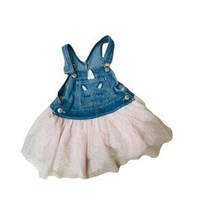 OshKosh B'gosh Girls Denim Tutu Dress Pink Blue Size 2T